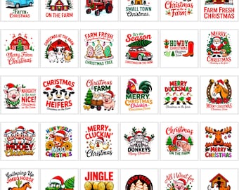 Christmas Farm PNG Bundle | 30+ Holiday Barn Designs | Funny Xmas Gifts | 14x14 300 DPI