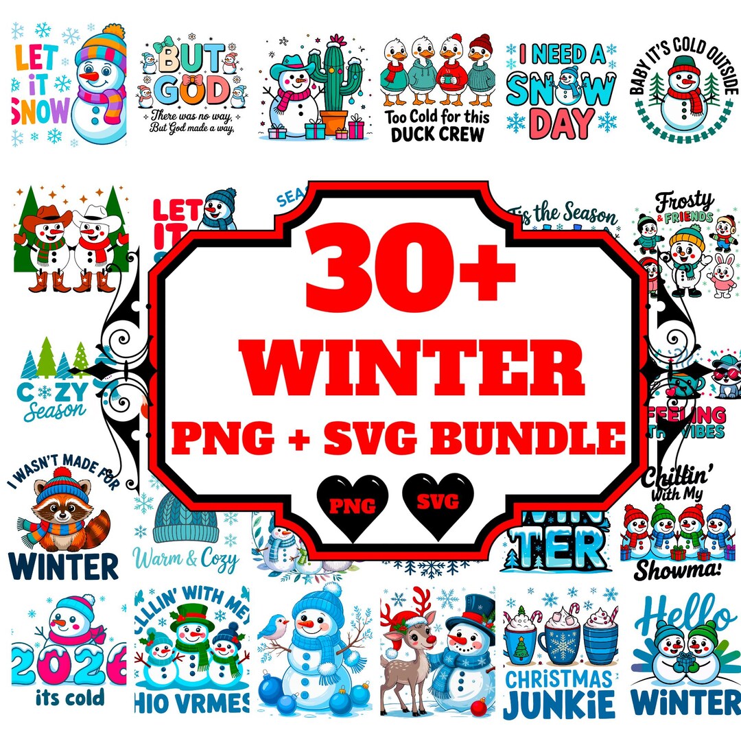 30+ Winter PNG SVG Bundle | Christmas Snowman | Cozy Season Shirt ...