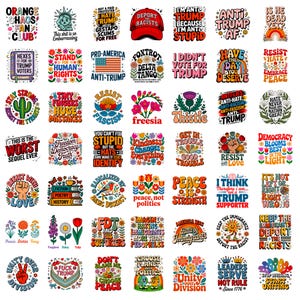 Anti Trump Demonstration PNG-Bundle | Feministische Gleichheitsentwürfe, subtile Widerstandsgrafiken, politische Zitat Sublimation