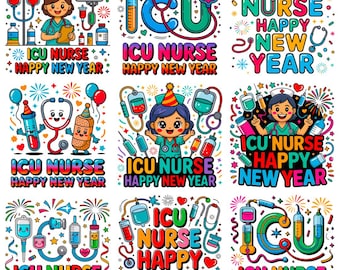 ICU Nurse New Year 2026 Bundle | Png Svg | Medical Clipart | 300 dpi Graphics