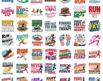 Runner PNG Bundle | Fitness Designs, Jogging & Marathon Graphics, Motivational T-Shirt Sublimation | Digital Download