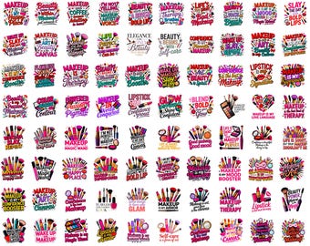 Makeup Artist PNG Bundle | Cosmetics Quotes | Lipstick Mascara Beauty Designs | Commercial Use Digital File
