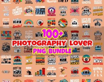Photography Lover Bundle | 100 Camera Quotes Clipart | Photographer PNG Set