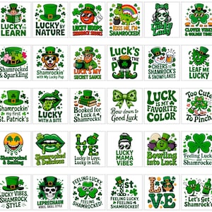 St. Patrick's Day PNG Bundle | Shamrocks & Irish Luck | lucky shamrock design | Green holiday