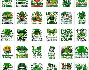 St. Patrick's Day PNG Bundle | Shamrocks & Irish Luck | lucky shamrock design | Green holiday