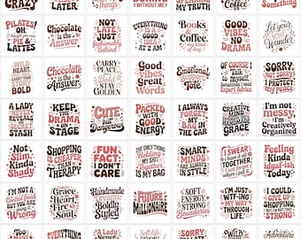 Boho Tote Bag Quotes SVG PNG Bundle | Funny Sayings Motivational | Emotional Baggage Retro