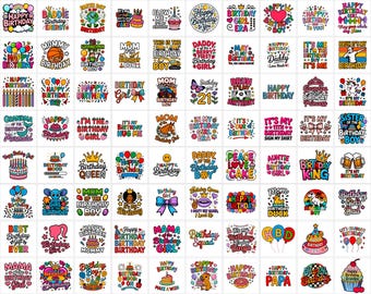 100+ Happy Birthday PNG Bundle | Fun Designs for Party Decor & Gifts | Digital Download
