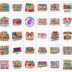 Paraprofessionelles PNG-Bundle | Lehrer Unterstützung Staff Designs | Sublimation Clipart für Shirts & Tassen