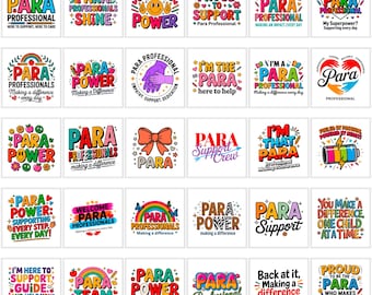 Paraprofessional PNG Bundle | Teacher Support Staff Designs | Sublimation Clipart for Shirts & Mugs