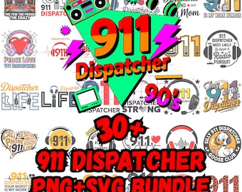 30+ 911-verzender PNG- en SVG-bundel | Clipart noodoperator | Digitale download 300 dpi