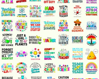 50+ Science PNG Bundle | Chemistry, Biology, Physics Clipart | Educational Teacher Student Designs