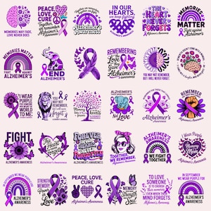 Concientización sobre el Alzheimer / Paquete SVG PNG / Cinta morada / Atención médica / Salud mental / Descarga digital