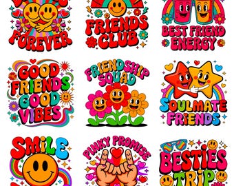 Pacchetto PNG SVG di amicizia / Clipart di frasi della migliore amica / Trasferimento digitale di arte / Stampa di abbigliamento fai da te