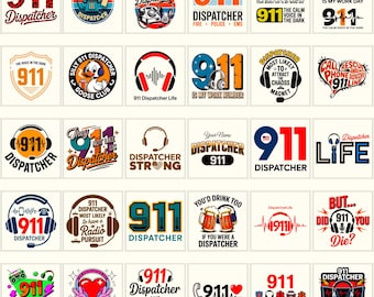 Paquete de más de 30 imágenes PNG y SVG para operadores del 911 / Imágenes prediseñadas para operadores de emergencias / Descarga digital de 300 DPI