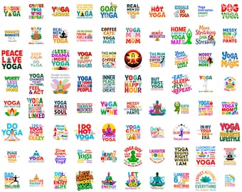 Ensemble PNG de yoga, Graphiques de méditation, Citations inspirantes, Proverbes de Namaste, Art mandala, Motifs par sublimation