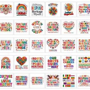 National Hispanic PNG Bundle | Latino Culture Clipart | Heritage Month Artwork | Colorful Text Designs