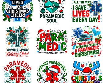 Paramedic Christmas Bundle | PNG SVG | Emt Xmas Shirt | First Responder Gift | Healthcare Worker