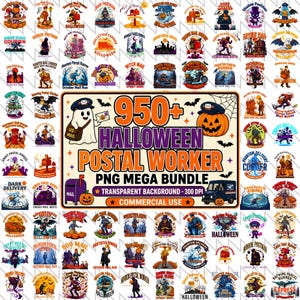Paquete PNG de trabajador postal de Halloween / Ruta de entrega embrujada / Gráficos de paquete fantasma / Ropa de cartero