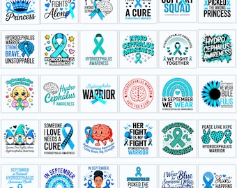 Hydrocephalus Awareness SVG PNG Bundle | Blue Ribbon Warrior Shirt Design | Cricut Sublimation Digital Download
