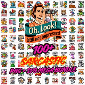 Sarcastic Quotes PNG SVG Bundle | Funny Retro Designs (Digital Download) image 1