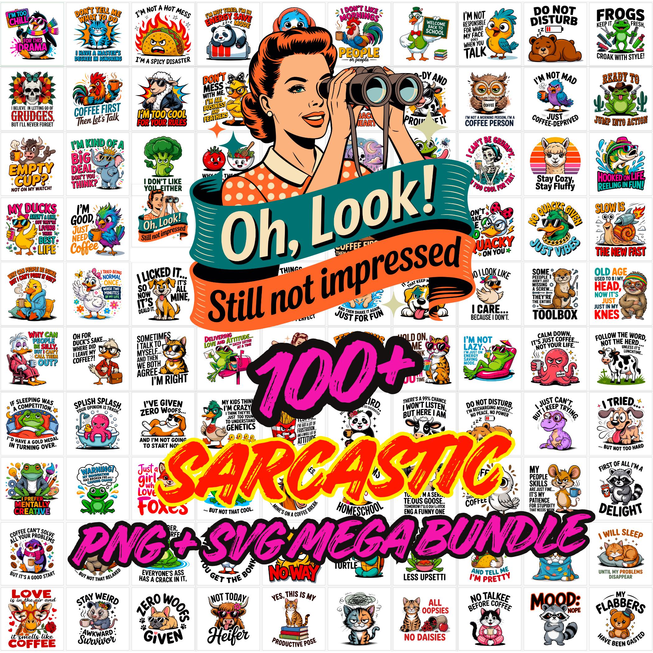Sarcastic Quotes PNG SVG Bundle | Funny Retro Designs (digital Download ...