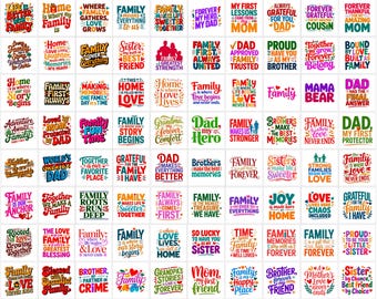 PNG-bundel familiecitaten | Clipart oprechte liefdesspreuken | 14 x 14 sublimatie