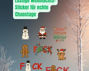 Christmas sticker set with Grumpy motifs, humorous stickers
