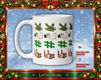 Christmas mug with secret message and symbolic motif