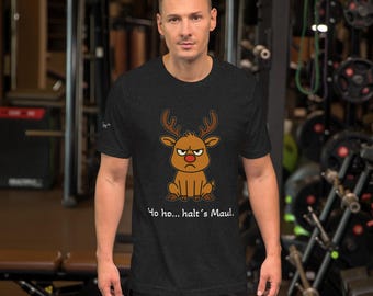 Christmas T-shirt with reindeer and the saying "Ho Ho shut up"