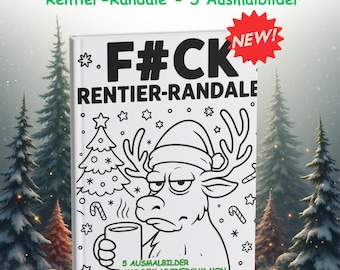 F#ck - Reindeer Rampage, 5 coloring pages from the universe f#ck - no bad words