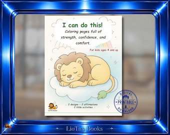 Starter Set Coloring Pages with Affirmations for Kids Ages 4+, Mini Coloring Pack for Confidence Strength and Well-Being, LioTim