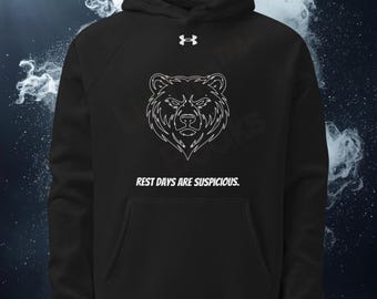 Rest Days Are Suspicious Gym Hoodie, Minimal Bear Hoodie, Workout Hoodie, Fitness Streetwear