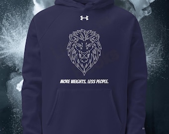 More Weights Less People Gym Hoodie, Minimal Lion Hoodie, Workout Hoodie, Fitness Streetwear