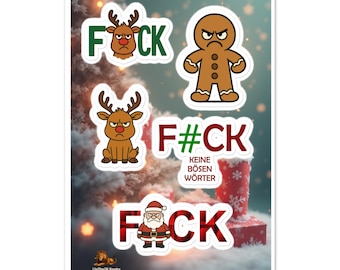 Christmas stickers on A5 sticker sheets, humorous designs