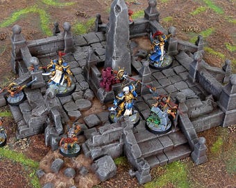 Ruined Town Center Terrain | 28mm/32mm D&D Wargaming Scenery