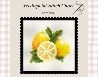 Lemons Needlepoint Pattern – Printable Stitch Chart (PDF Pattern) | Digital Download