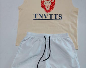 TNVTTS Active Chill Wear (two pieces, cream shirt, white short, for men)