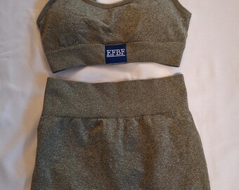 EFBF Legging (2 pieces, short and top, khaki green, with blue and white logo)