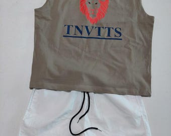 TNVTTS Active Chill Wear (two pieces, lime-green shirt, white shorts, for men)