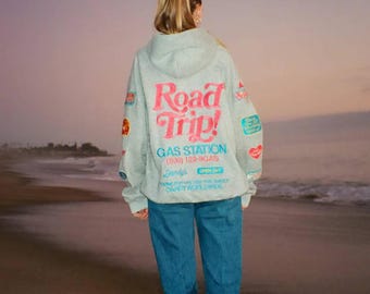 Bluza z kapturem z nadrukiem Road Trip – oversize'owa damska bluza z kapturem w stylu streetwear