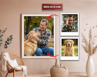 パーソナライズされたペットメモリアルポートレート：天使の羽を持つ犬