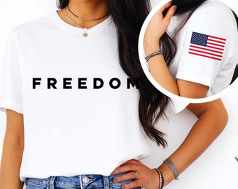 Camiseta Bella Canvas con la bandera de Estados Unidos y la libertad