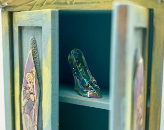 One of a Kind Dollhouse furniture--Blue Cinderella inspired hutch BONUS ACCESSORIES