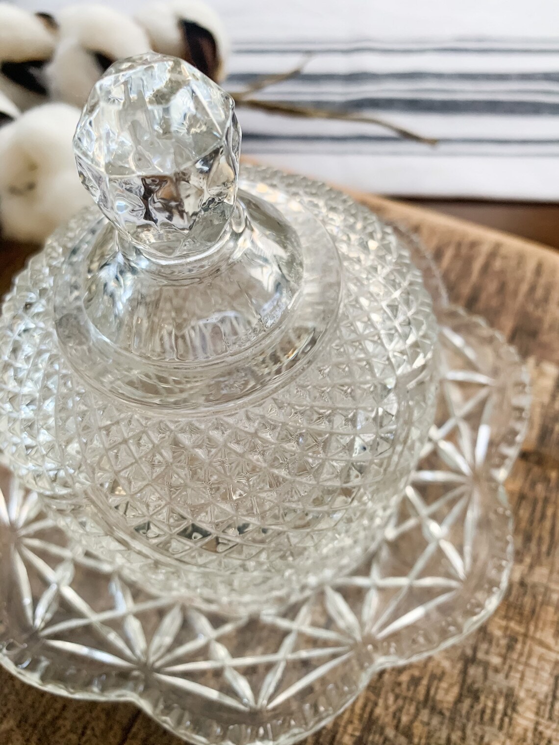 Avon Fostoria Crystal Dome & Plate Butter Dish Covered Dish Etsy