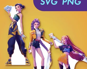 Printable Kpop Inspired Demon Hunters Characters Cut-outs SVG png KDH rumi