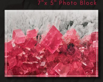 Rhodochrosite Acrylic Photo Block | Mineral Print Desk Art