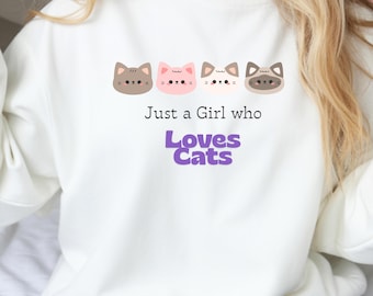 Just a Girl Who Loves Cats PNG – Cat Lover Design, Sublimation Shirt Graphic