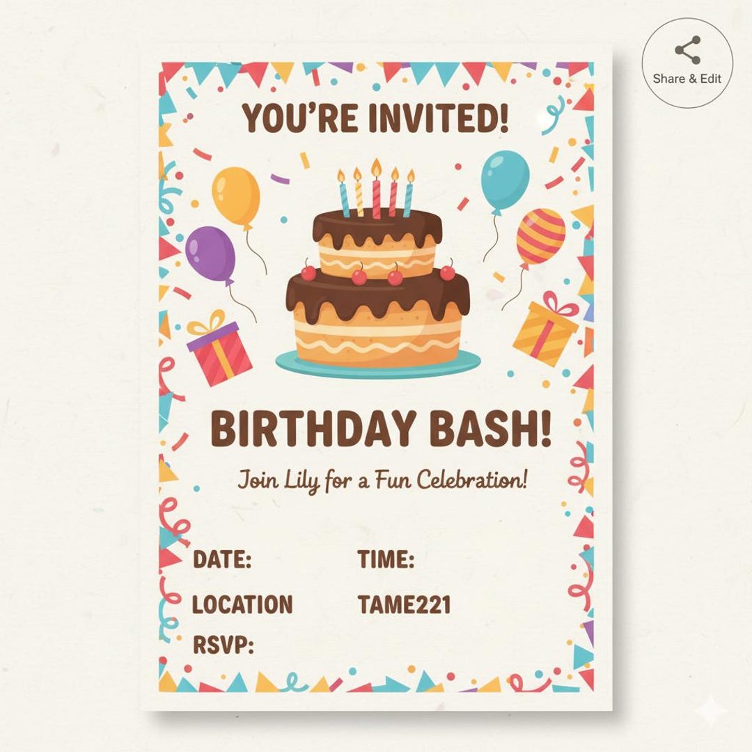 Digital Birthday Invite Template With Confetti Design - Etsy