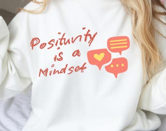 Pozytywność to nastawienie PNG – inspirujący cytat na koszulce, motywująca typografia do druku