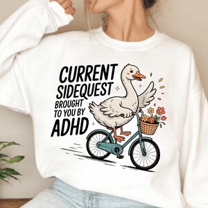 Current SideQuest Brought to You By ADHD PNG, Funny Sarcastic Mental Health Popular Design